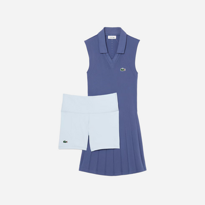 Lacoste Women's Stretch Tennis Dress and Shorts Purple Light Blue