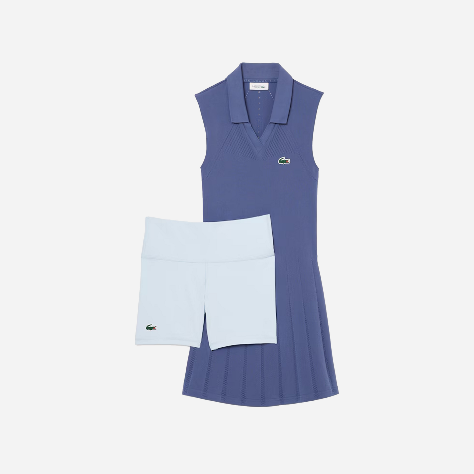 Lacoste Women's Stretch Tennis Dress and Shorts Purple Light Blue