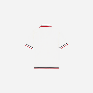 Sporty&Rich Serif Logo MIni Cable Polo - Off White/Navy/Red