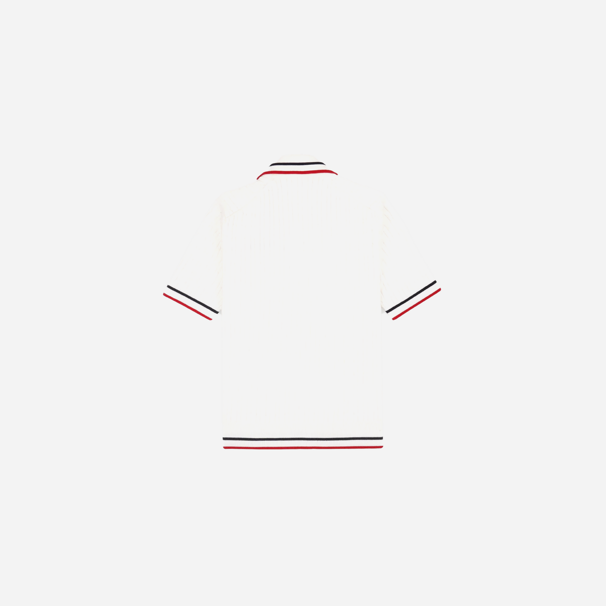 Sporty&Rich Serif Logo MIni Cable Polo - Off White/Navy/Red