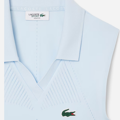 Lacoste Women's Sleeveless Stretch Knit Tennis Polo Light Blue