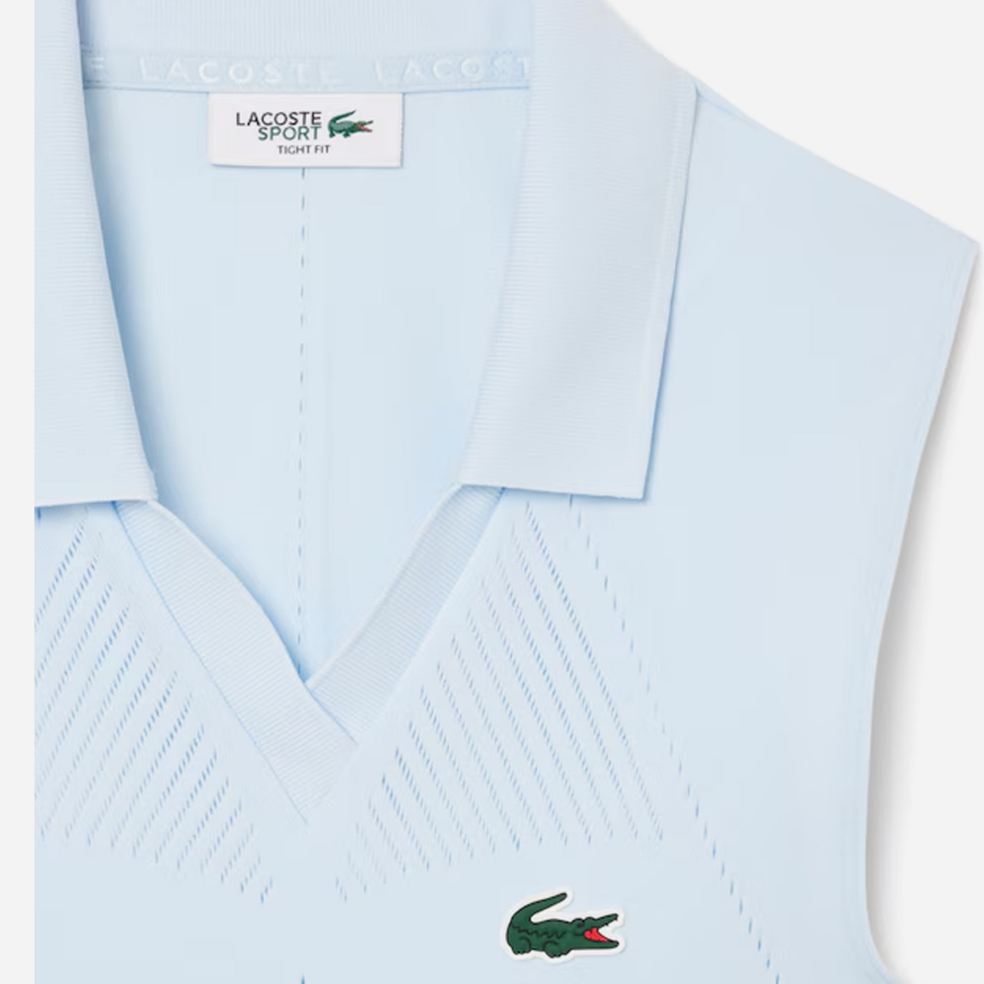 Lacoste Women's Sleeveless Stretch Knit Tennis Polo Light Blue