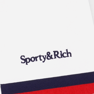 Sporty&Rich Serif Logo Mila Skirt - White/Navy/Red