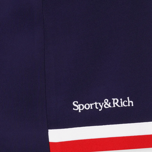 Sporty&Rich Serif Logo Mila Skirt - Navy/White/Red