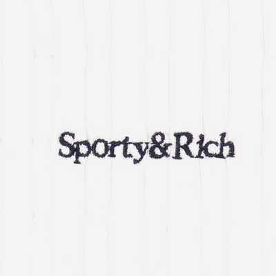 Sporty&Rich Serif Logo MIni Cable Polo - Off White/Navy/Red