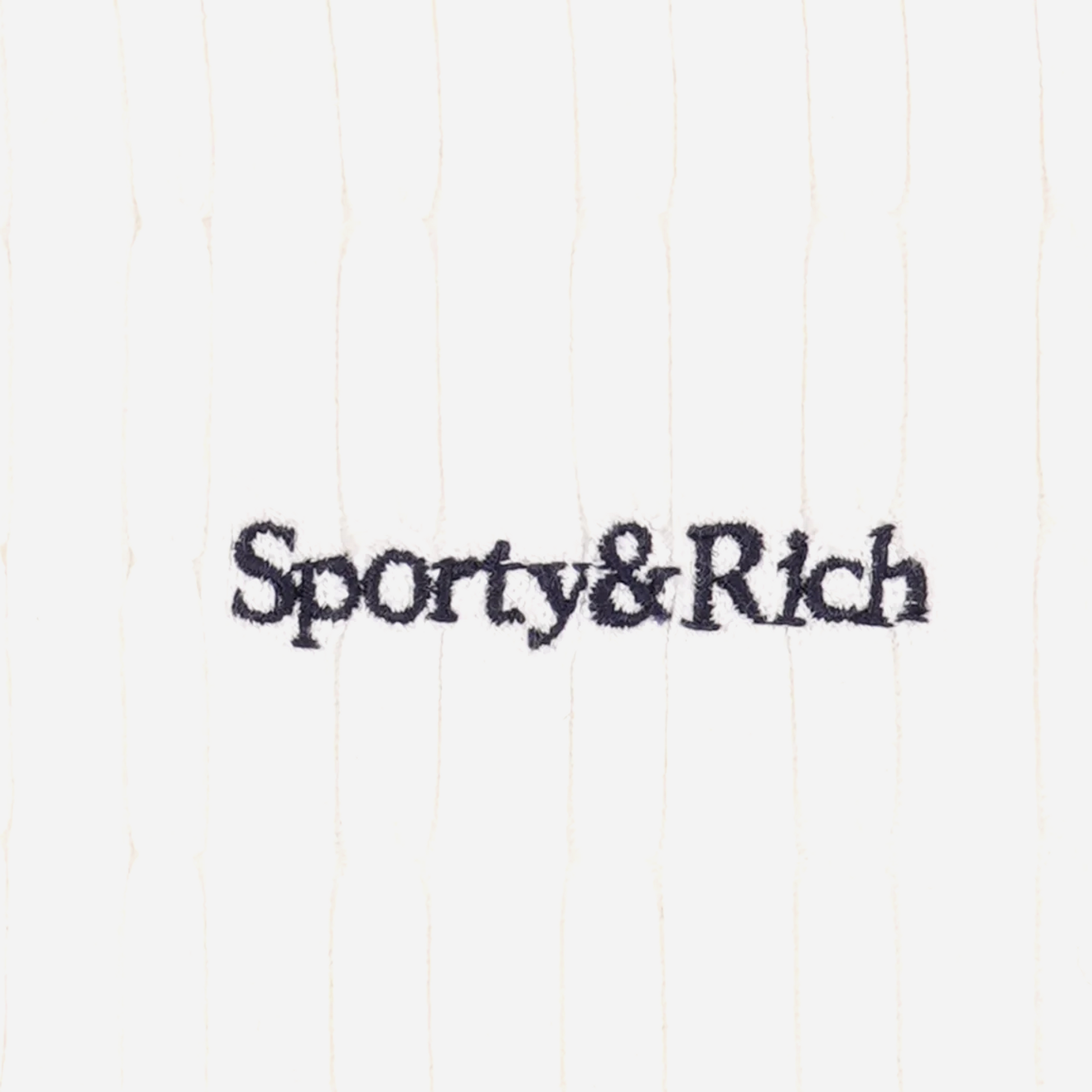 Sporty&Rich Serif Logo MIni Cable Polo - Off White/Navy/Red