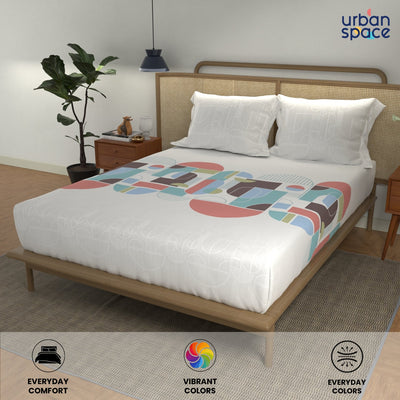 Divine 100% Cotton Bedsheet for Double Bed with 2 Pillow Covers - Binary Sky Blue