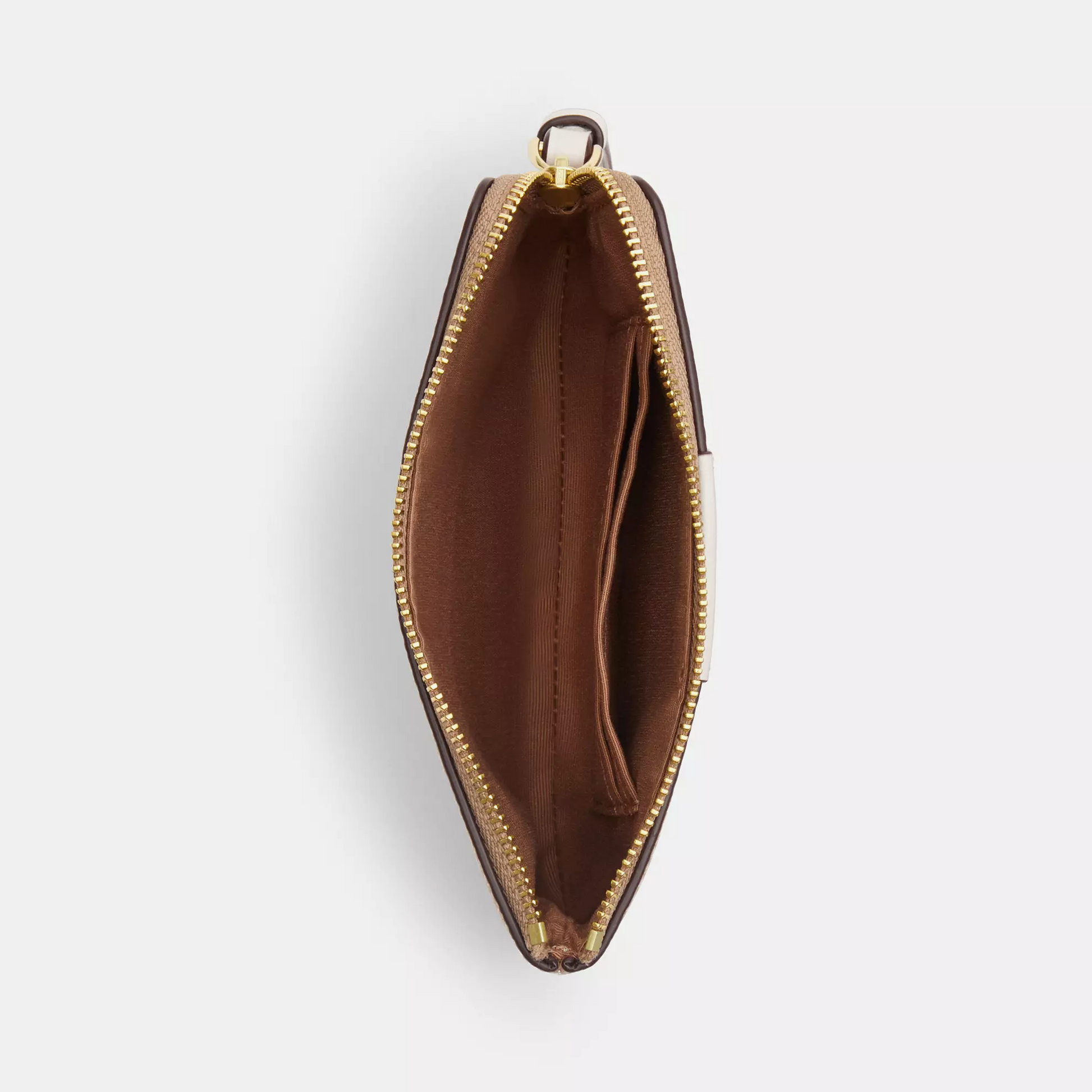 Coach Corner Zip Wristlet In Signature Canvas With Stripe Sand/Chalk