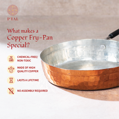 Copper Frypan (Frying Pan)- Naturally non stick , Non Toxic, Teflon Free