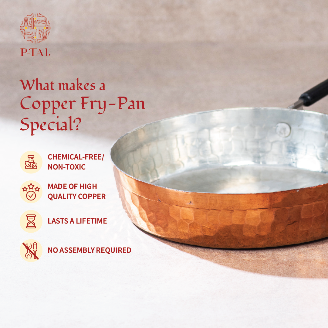 Copper Frypan (Frying Pan)- Naturally non stick , Non Toxic, Teflon Free