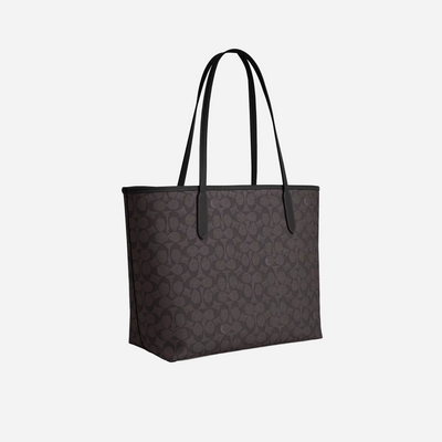 Coach City Tote Bag In Signature Canvas signature canvas/Gold/Walnut/Blackk