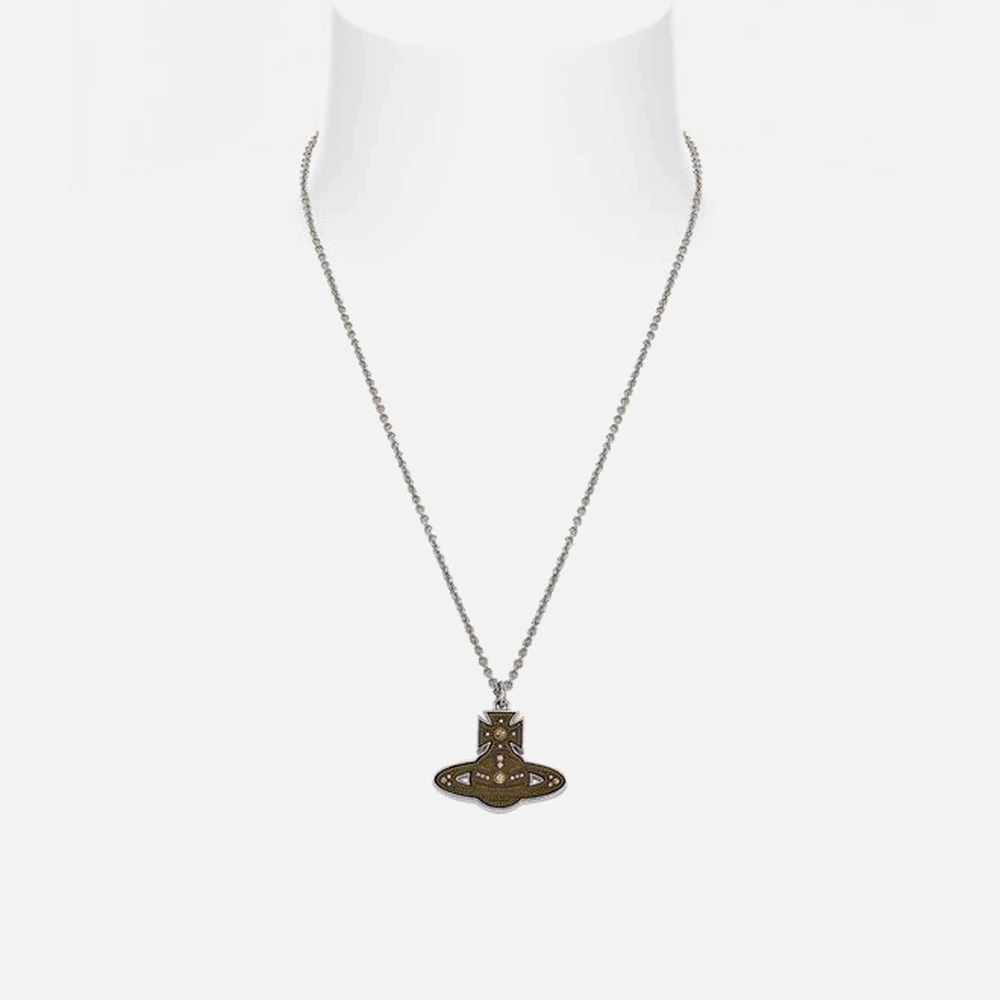 Vivienne Westwood Man. Laszlo Pendant Necklace Silver / Oxidised Brass Cubic Zirconia Men