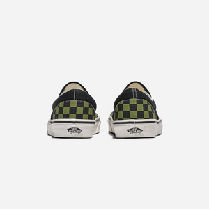 Vans Classic Slip-On Checkerboard Shoe Black / Loden Green