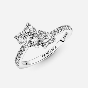 Pandora Double Heart Sparkling Ring Sterling Silver