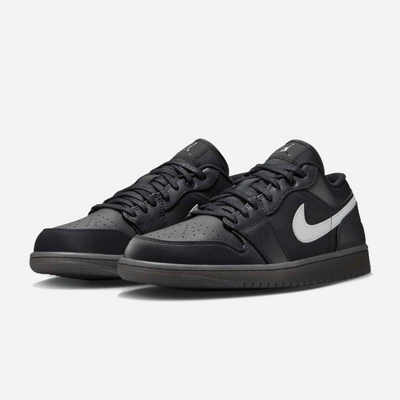 Nike Jordan 1 Low Black White Dark Smoke Grey (Reflective Swoosh)