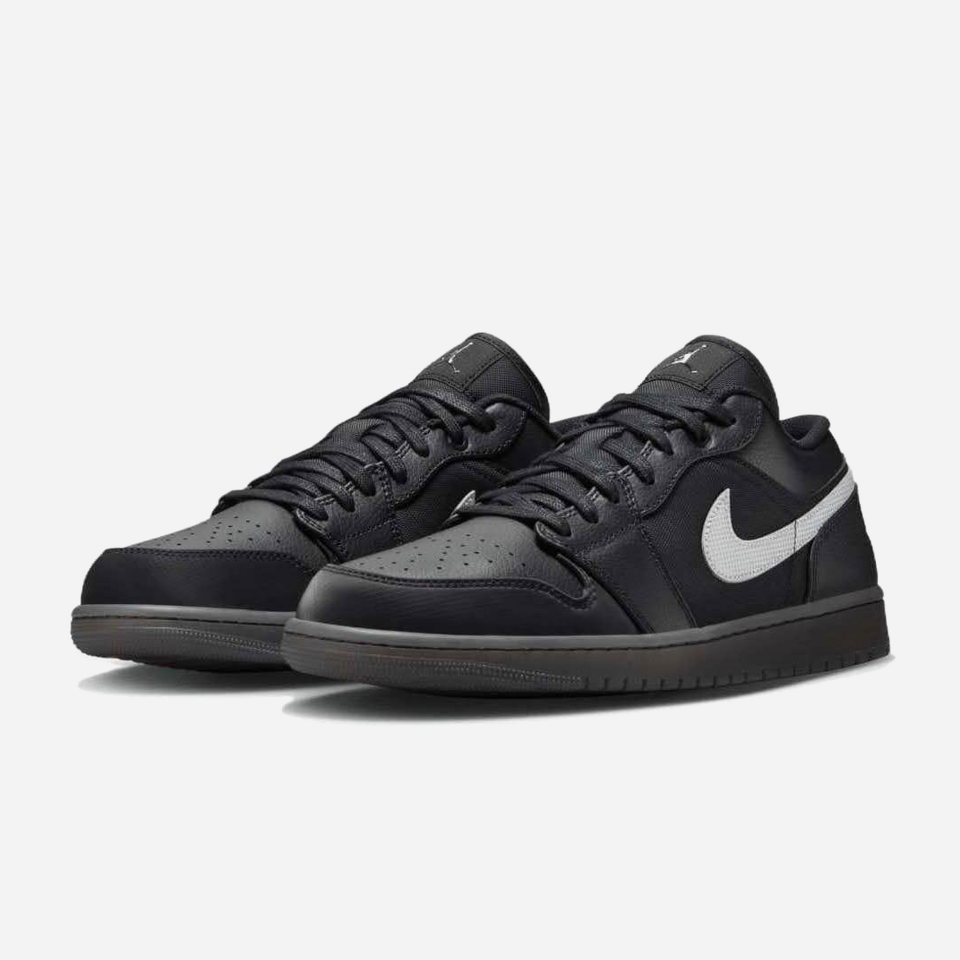 Nike Jordan 1 Low Black White Dark Smoke Grey (Reflective Swoosh)