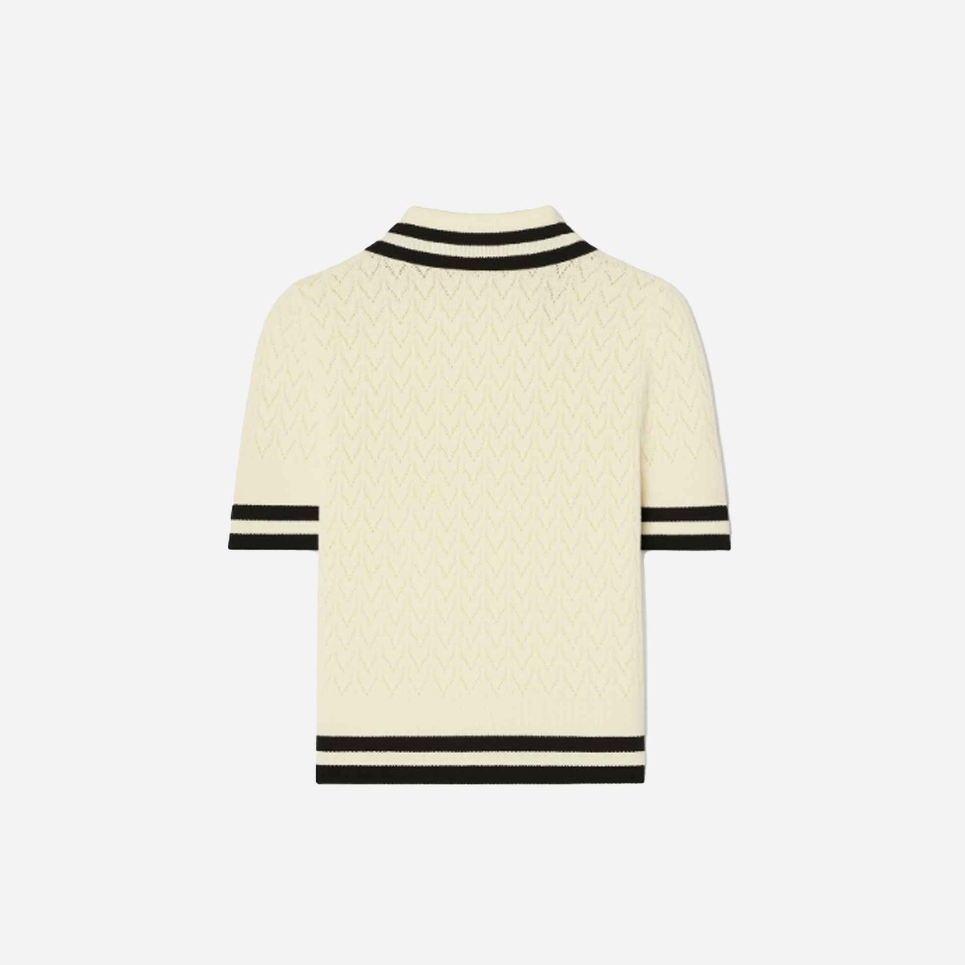 Tory Burch Cotton Pointelle Polo Ivory Black