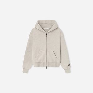 Fear Of God Essentials SS25 Womens Classic Fleece Zip-Up Hoodie- Heather Stone