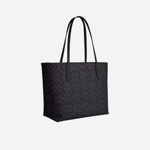 Coach City Tote Bag In Signature Canvas signature canvas/Gunmetal/Charcoal/Black