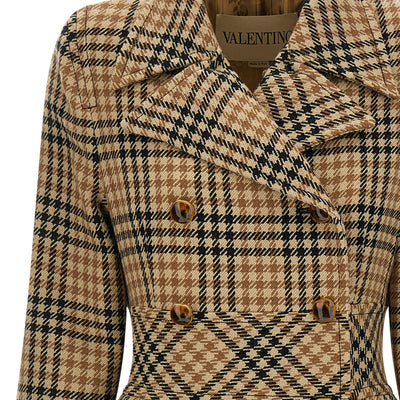 Valentino Garavani Houndstooth Wool Coat