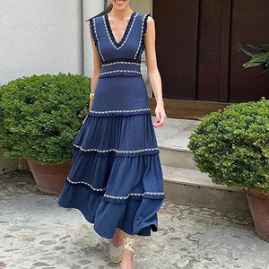 Rapunzel Cotton Summer Dress in Blue - Luxe Collection