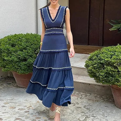 Rapunzel Cotton Summer Dress in Blue - Luxe Collection