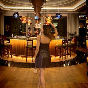 Jade Luxe PU Leather Skater Dress in Brown