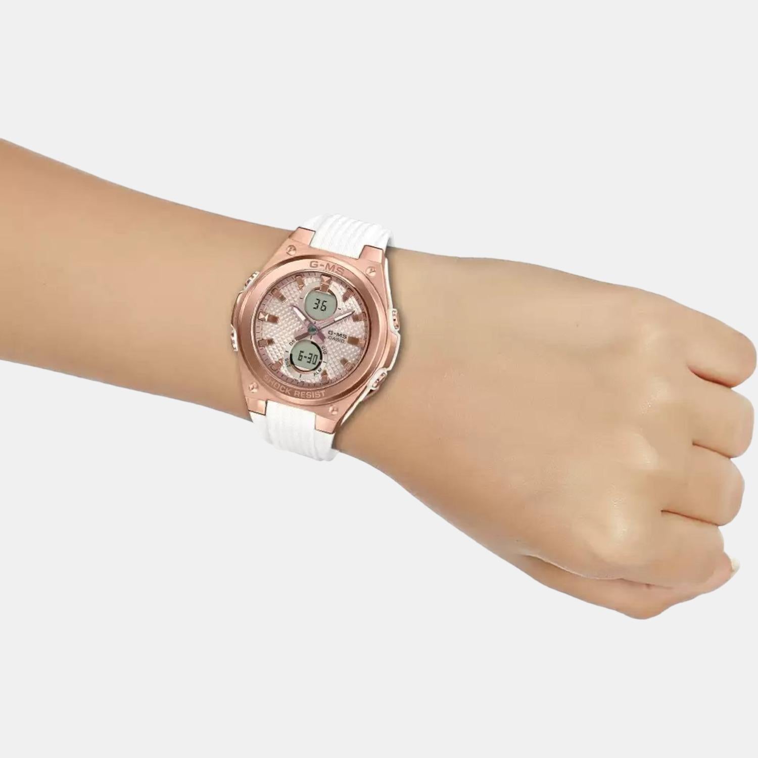 Baby-G Women Quartz Rose Gold Dial Analog-Digital Resin Watch B214