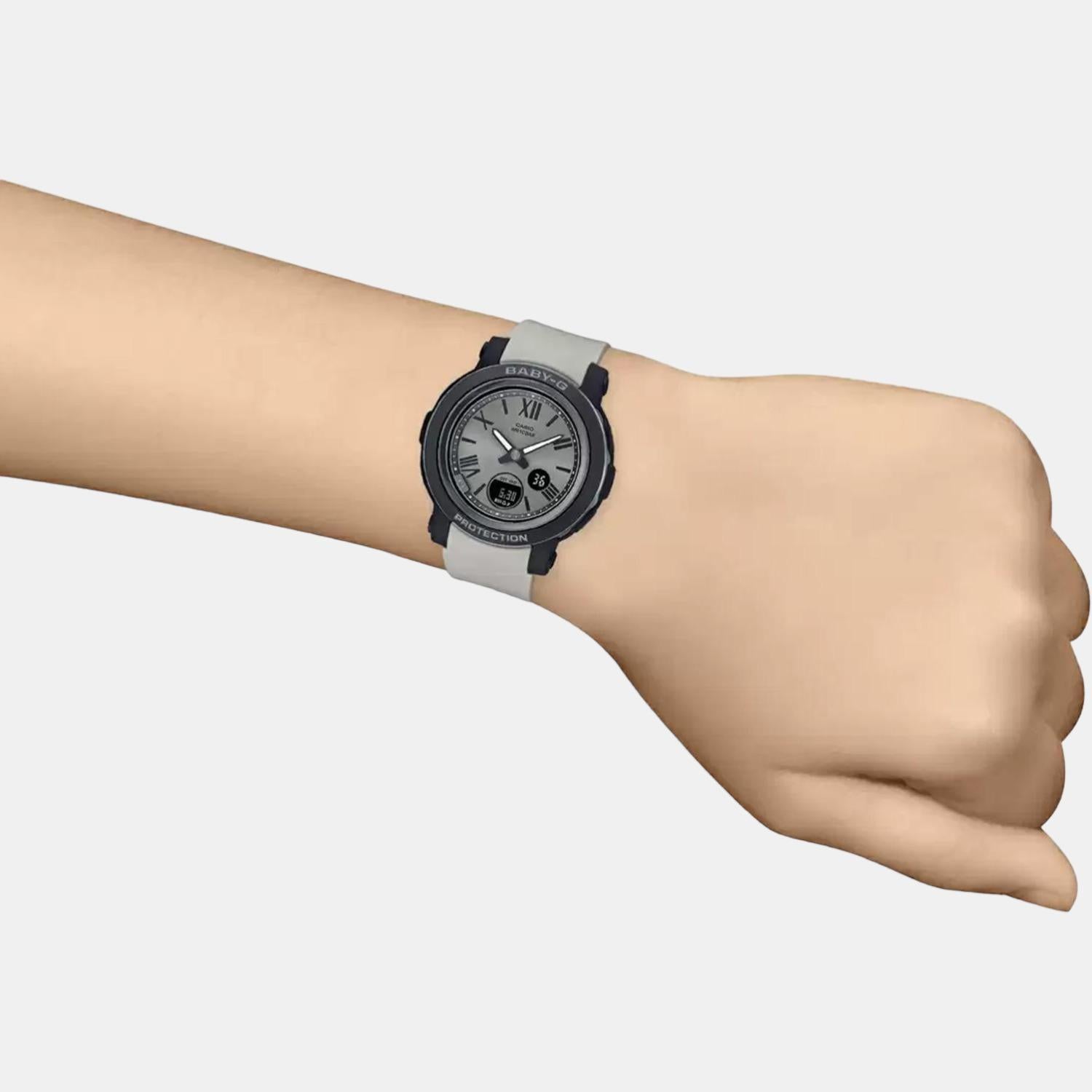 Baby-G Women Quartz Silver Dial Analog-Digital Resin Watch B220