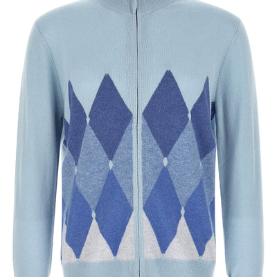 Ballantyne Classic Diamond Intarsia Zip Cardigan