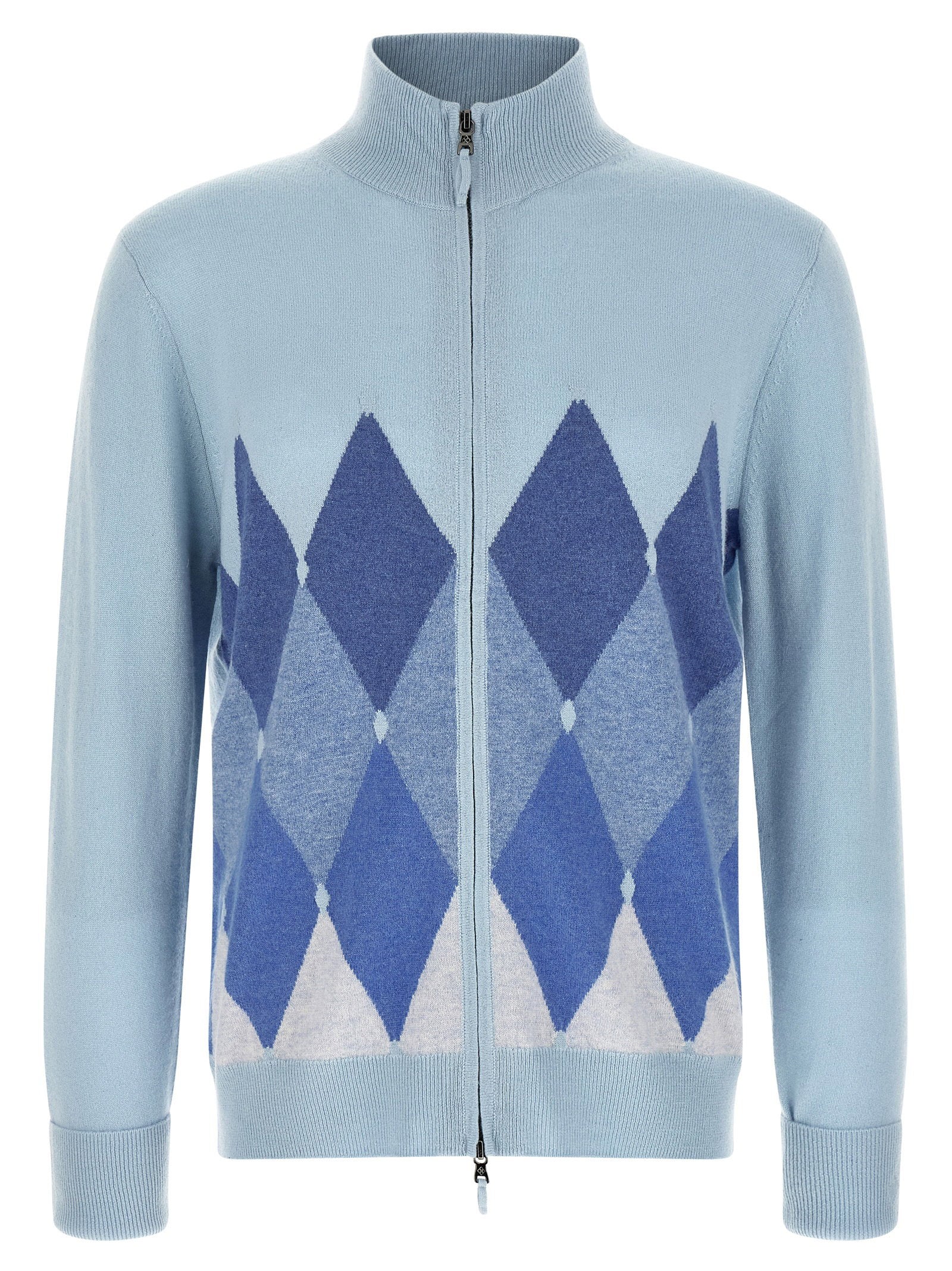 Ballantyne Classic Diamond Intarsia Zip Cardigan