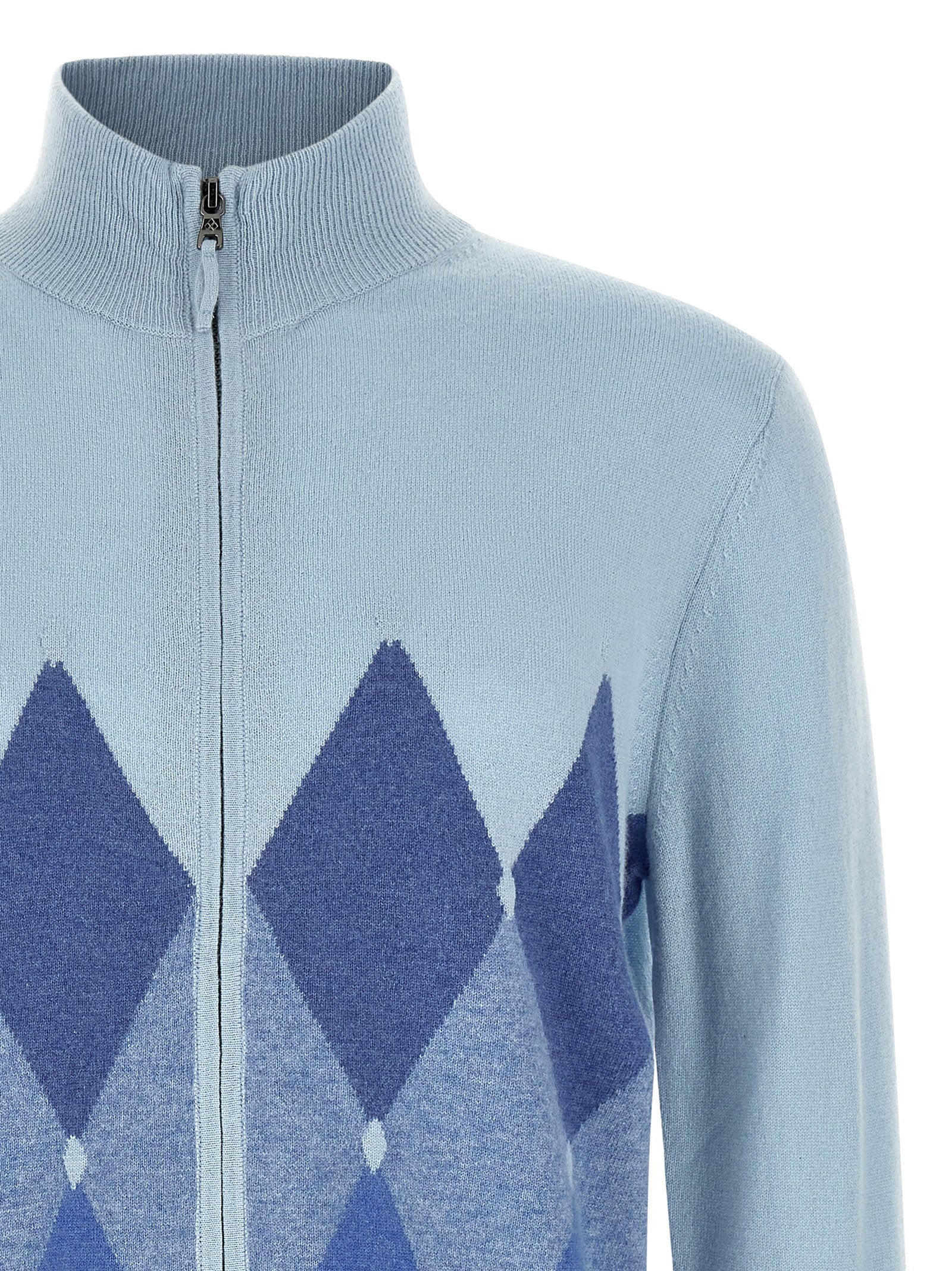 Ballantyne Classic Diamond Intarsia Zip Cardigan