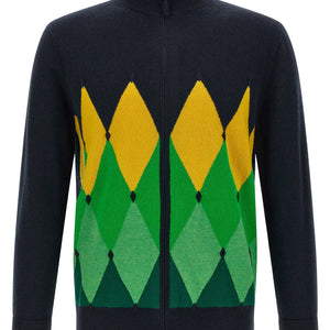 Ballantyne Classic Diamond Intarsia Zip Cardigan
