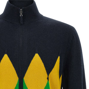 Ballantyne Classic Diamond Intarsia Zip Cardigan