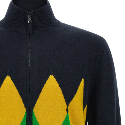 Ballantyne Classic Diamond Intarsia Zip Cardigan