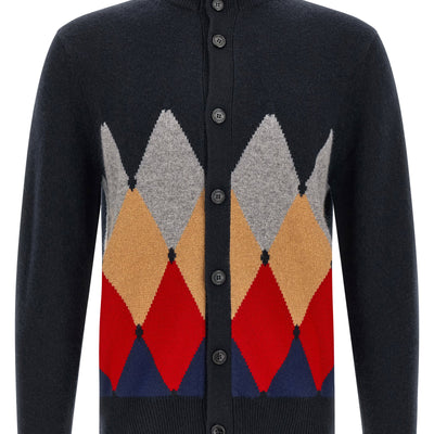 Ballantyne Classic Diamond Diamond Intarsia Cardigan