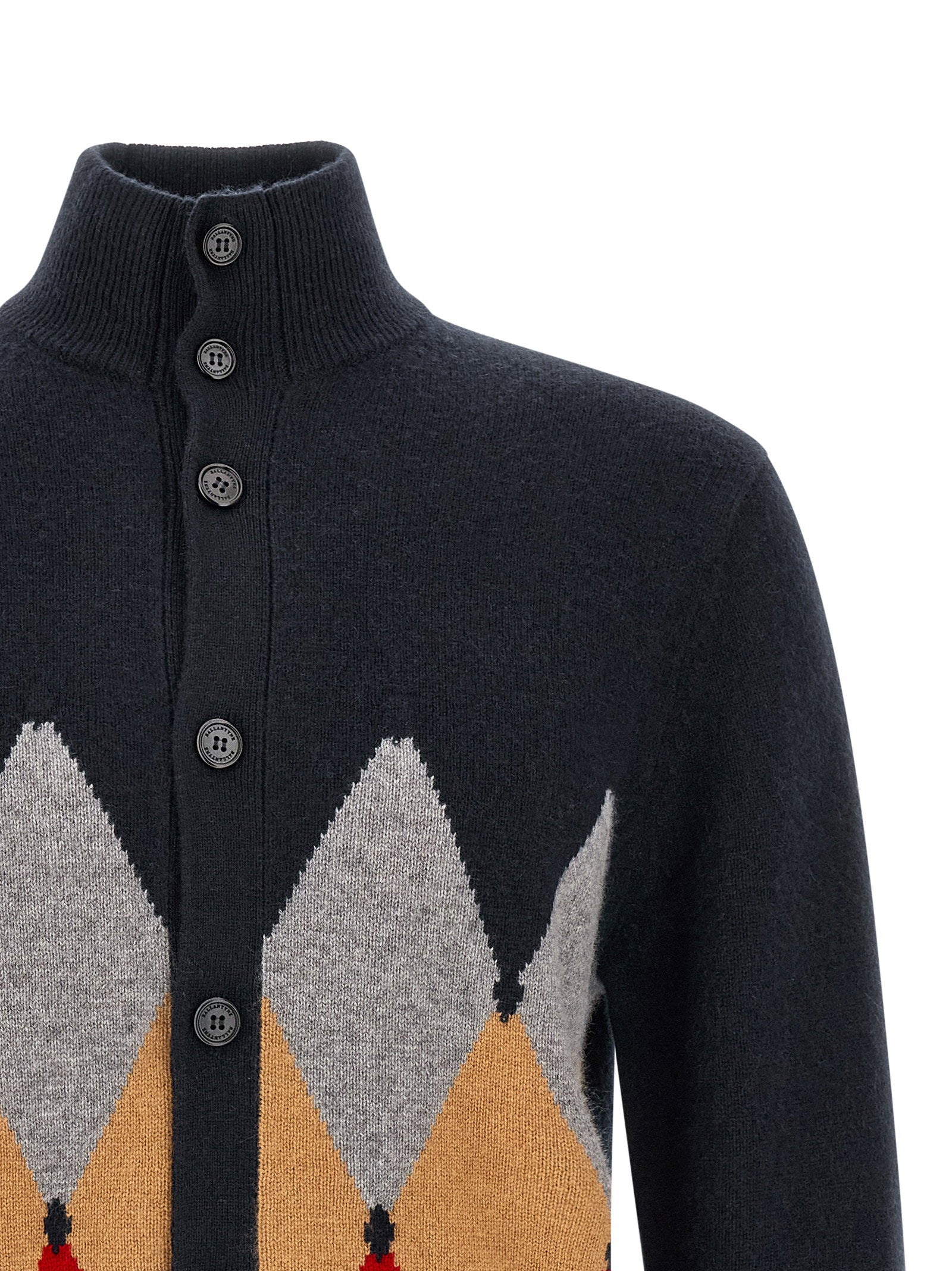 Ballantyne Classic Diamond Diamond Intarsia Cardigan