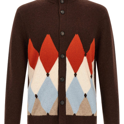 Ballantyne Classic Diamond Diamond Intarsia Cardigan