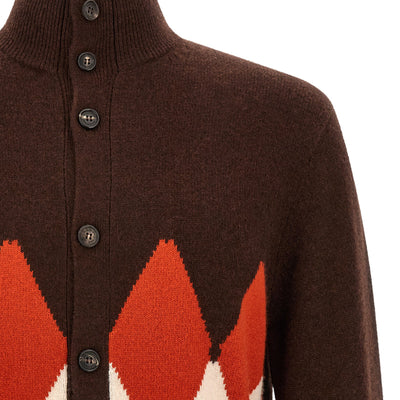 Ballantyne Classic Diamond Diamond Intarsia Cardigan