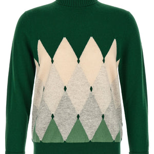 Ballantyne Classic Diamond Intarsia Turtleneck Sweater