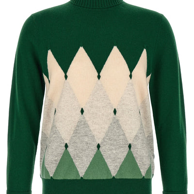Ballantyne Classic Diamond Intarsia Turtleneck Sweater