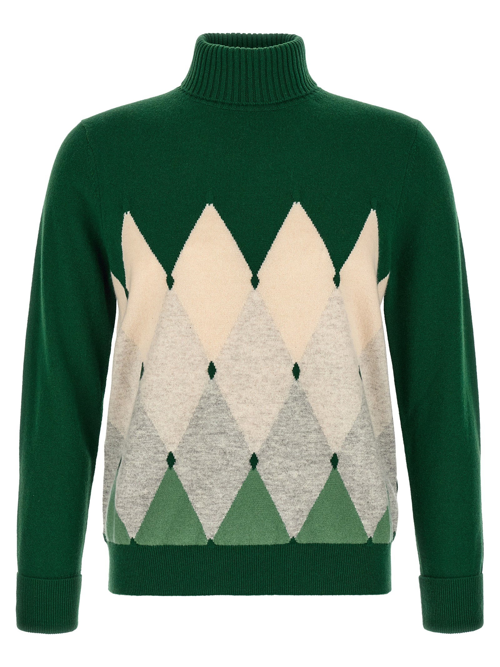Ballantyne Classic Diamond Intarsia Turtleneck Sweater