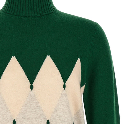 Ballantyne Classic Diamond Intarsia Turtleneck Sweater