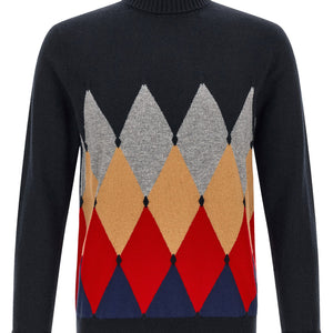 Ballantyne Classic Diamond Intarsia Turtleneck Sweater