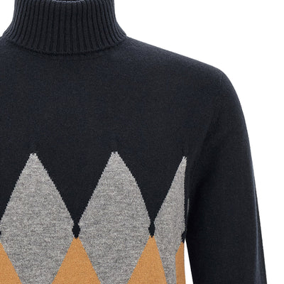 Ballantyne Classic Diamond Intarsia Turtleneck Sweater
