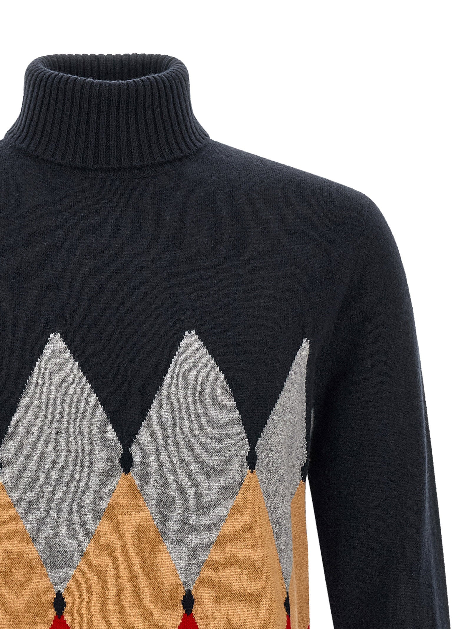 Ballantyne Classic Diamond Intarsia Turtleneck Sweater