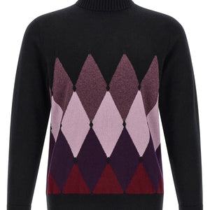 Ballantyne Classic Diamond Intarsia Turtleneck Sweater