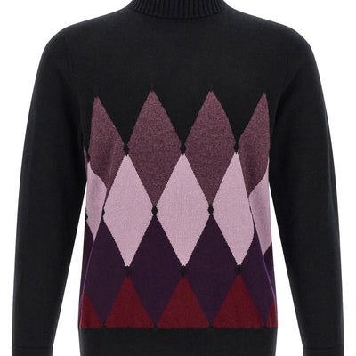 Ballantyne Classic Diamond Intarsia Turtleneck Sweater