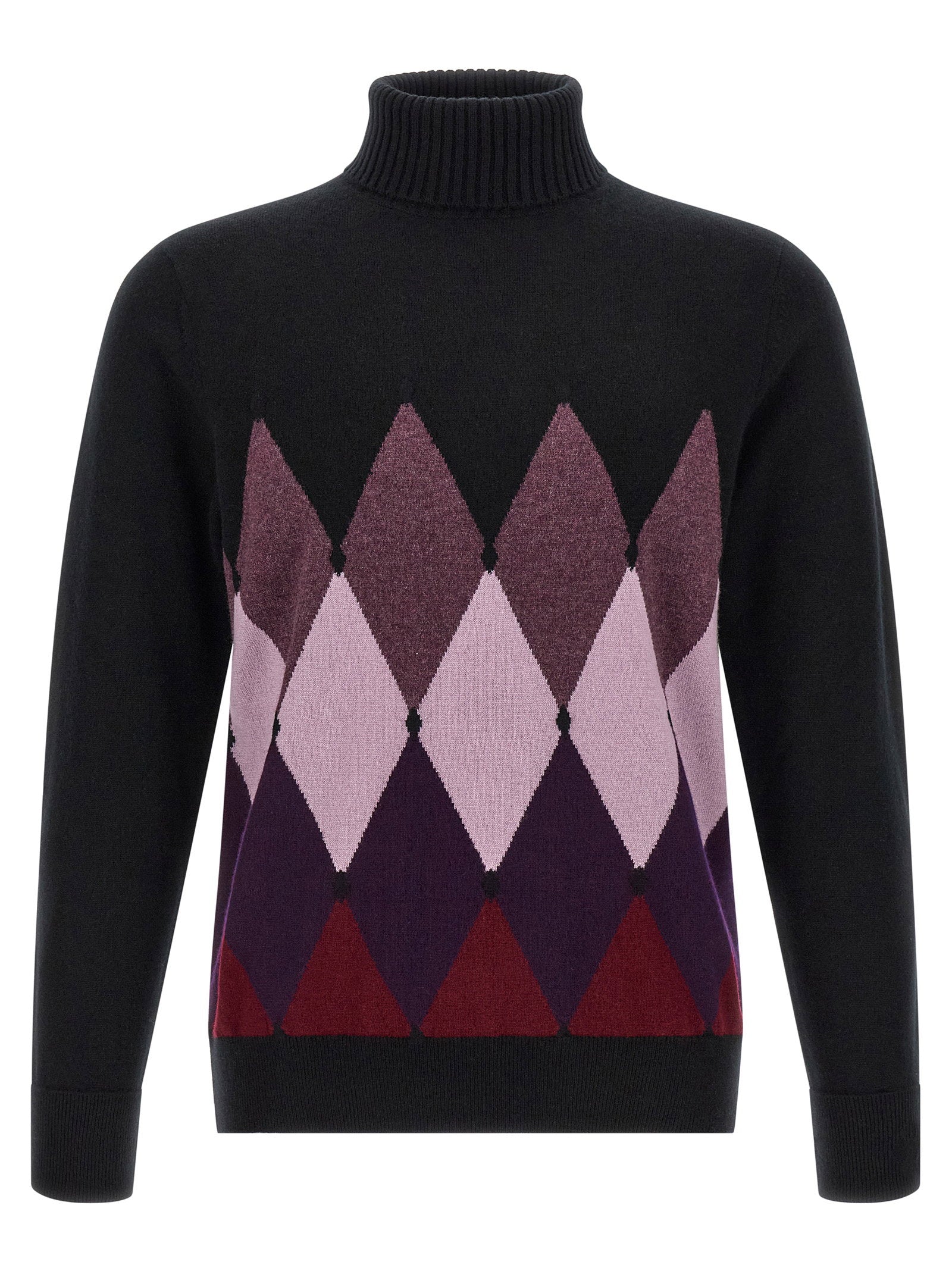 Ballantyne Classic Diamond Intarsia Turtleneck Sweater
