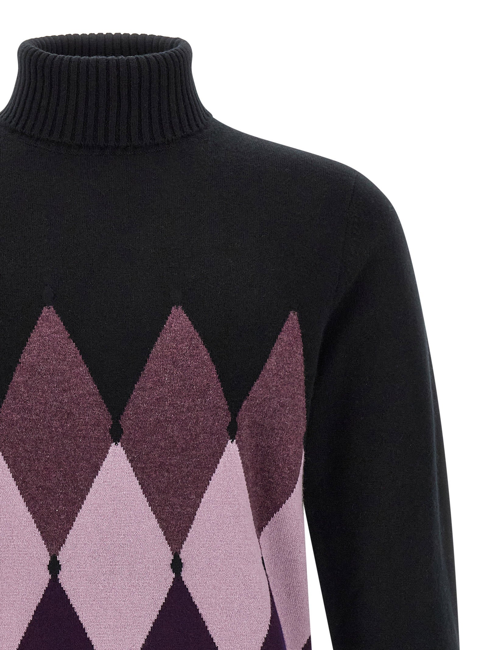 Ballantyne Classic Diamond Intarsia Turtleneck Sweater